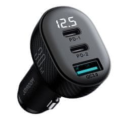 Joyroom JR-CCD04 avto polnilec USB / 2x USB-C 30W, črna
