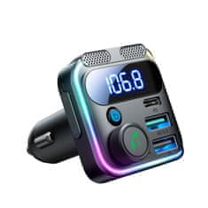 Joyroom JR-CCB01 Bluetooth FM Transmitter avto polnilec 2x USB / USB-C 48W, črna