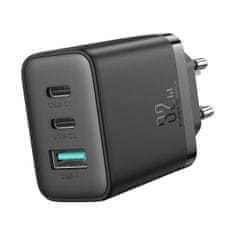 Joyroom JR-TCF10 polnilnik USB / 2x USB-C 32W, črna