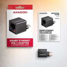 AXAGON ADE-MINIC USB-C 3.2 Gen 1 - Gigabitna Ethernet MINI omrežna kartica, Realtek 8153, samodejna namestitev