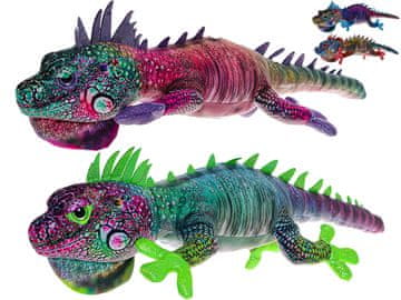 Iguana plišasta 42 cm - mešanica barv (modra, vijolična, zelena, rdeča)