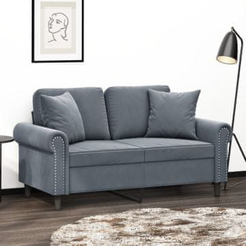 Vidaxl vidaXL Dvosed z blazinami, temno siv, 120 cm, žamet