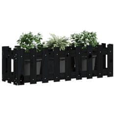 Vidaxl Vrtna visoka greda z ograjico črna 100x30x30 cm trdna borovina