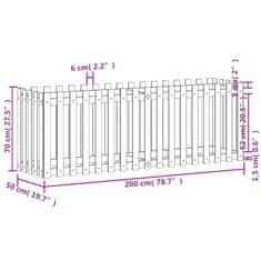 Vidaxl Vrtna visoka greda z ograjico črna 200x50x70 cm trdna borovina