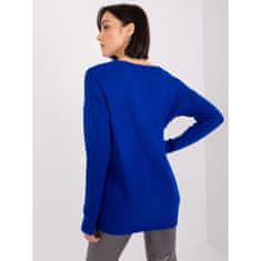 RUE PARIS Ženski prevelik pulover z manšetami RUE PARIS cobalt barve TO-SW-1810.30P_404269 Univerzalni