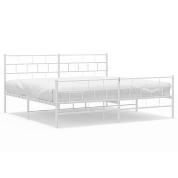 Vidaxl Kovinski posteljni okvir z vzglavjem in vznožjem bel 200x200 cm