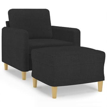 Vidaxl Fotelj s stolčkom za noge črn 60 cm blago