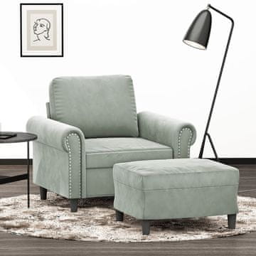 Vidaxl vidaXL Fotelj z podnožjem svetlo siv 60 cm oblazinjen z žametom