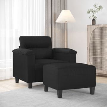 Vidaxl vidaXL Fotelj s podnožjem, črn, 60 cm, umetno usnje