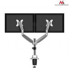 Maclean maclean, namizni nosilec za dva monitorja, plinska vzmet, 13"-32" 9kg, aluminij, mc-765
