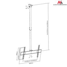 Maclean stropni nosilec za televizor maclean, max vesa 400x400, 32-55", 50 kg, mc-631