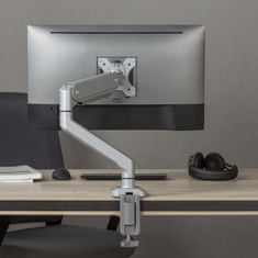 Ergo Office aluminijast nosilec za monitor s plinsko vzmetjo ergo office, dvojna roka, vesa 75x75/100x100, 17"-32" 10 kg srebrna, er-447