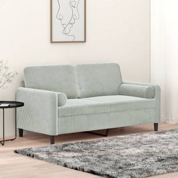 Vidaxl vidaXL Dvosed z blazinami svetlo siv 140 cm žamet