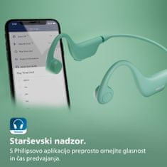 Philips TAK4607GR brezžične otroške kostnoprevodne slušalke, zelena