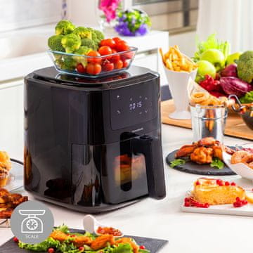 InnovaGoods Cvrtnik na vroči zrak s tehtnico InnovaGoods Fryinn Balance 5000 Črna 1500 W 5 L Nerjaveče jeklo