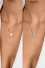 Brilio Silver Bleščeča srebrna ogrlica v obliki srca z opalom NCL134WP