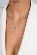 Brilio Silver Bleščeča srebrna ogrlica v obliki srca z opalom NCL134WB