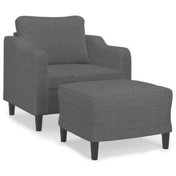 Vidaxl Fotelj s stolčkom za noge temno siv 60 cm blago