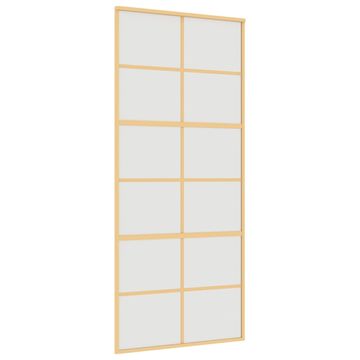Vidaxl Drsna vrata zlata 90x205 cm mat ESG steklo in aluminij
