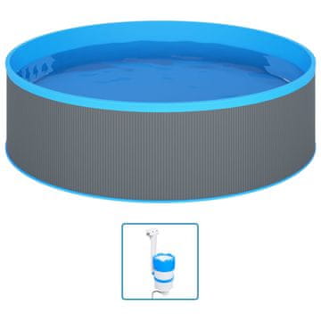 Vidaxl Bazen z visečim lovilcem umazanije s črpalko 350x90 cm siv