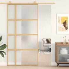 Vidaxl Drsna vrata zlata 102,5x205 cm mat ESG steklo in aluminij