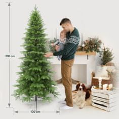 MIRAVILA Ozka umetna novoletna jelka 210cm zelo gosta Najbolj realistična 100% PE s kovinskim stojalom zelena božična jelka božično drevo umetna novoletna smreka