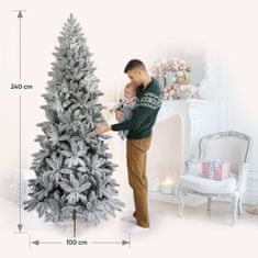MIRAVILA Umetna zasnežena ozka novoletna jelka 240cm zelo gosta Najbolj realistična PE+PVC vejice s kovinskim stojalom bela božična jelka božično drevo umetna novoletna smreka