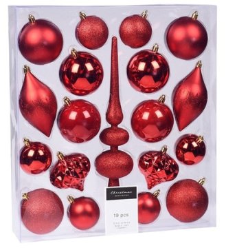 HOMESTYLING Božični okraski Homestyling KO-CAN214920 Božični okraski s konicami 19 kosov rdeči