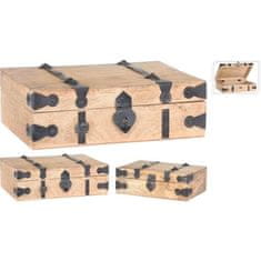HOMESTYLING Škatla za shranjevanje Homestyling KO-A65000870 leseni komplet 3