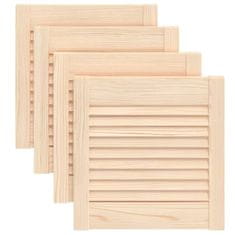 Vidaxl Vrata za omarico z letvicami 4 kosi 39,5x39,4 cm trdna borovina
