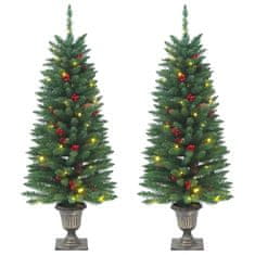 Vidaxl Umetna novoletna jelka 2 kosa 100 LED diod zelena 120 cm