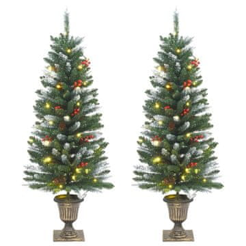 shumee vidaXL Umetna novoletna jelka 2 kosa 100 LED zelena in bela 120 cm