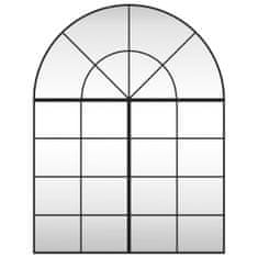 Greatstore Stensko ogledalo črno 100x130 cm obokano železo