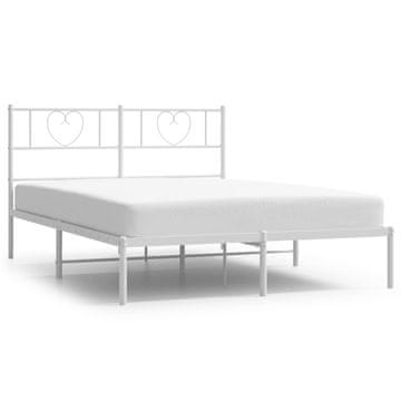 Vidaxl Kovinski posteljni okvir z vzglavjem bel 150x200 cm