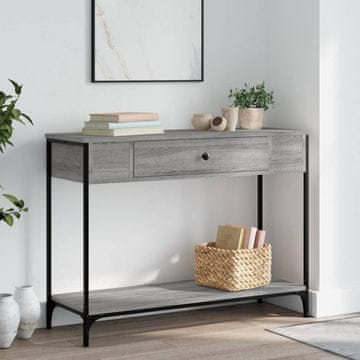 Vidaxl vidaXL Konzolna mizica, siva, hrast sonoma, 100x34,5x75 cm