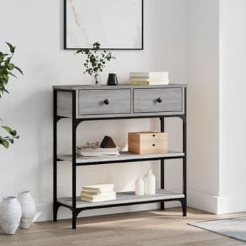 Vidaxl vidaXL Konzolna mizica, siva, hrast sonoma, 72,5 x 25 x 75 cm