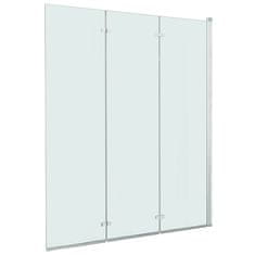 Vidaxl Zložljiva pregrada za tuš s 3 paneli ESG 130x138 cm