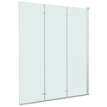 Vidaxl Zložljiva pregrada za tuš s 3 paneli ESG 130x138 cm