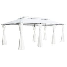 Vidaxl Paviljon z zavesami 600x298x270 cm bel 180g/m²