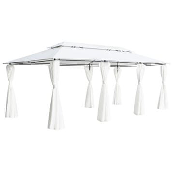 Vidaxl Paviljon z zavesami 600x298x270 cm bel 180g/m²