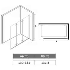 Vidaxl Zložljiva pregrada za tuš s 3 paneli ESG 130x138 cm