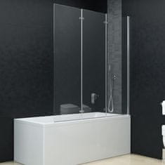 Vidaxl Zložljiva pregrada za tuš s 3 paneli ESG 130x138 cm