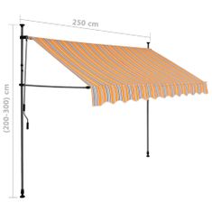 Vidaxl Ročno zložljiva tenda z LED lučkami 250 cm rumena in modra
