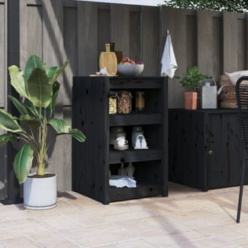 Vidaxl vidaXL Zunanja kuhinjska omarica črna 55x55x92 cm borov les