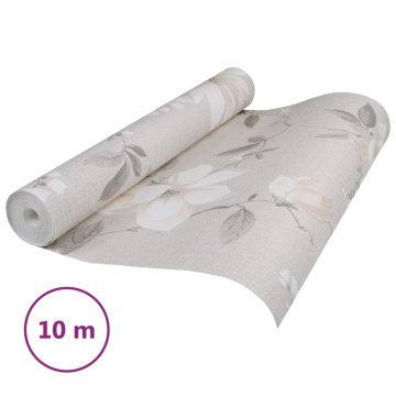 Vidaxl Tapeta 3D cvetlični vzorec siva 10x0,53 m netkana