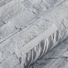 Greatstore Tapeta 3D kamnit videz svetlo siva
