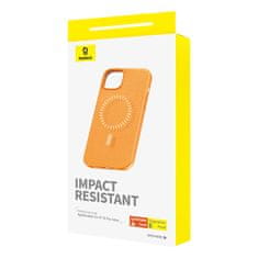 BASEUS Magnetno ohišje za telefon iPhone 15 ProMax serije Fauxther (oranžno)