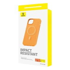 BASEUS Magnetno ohišje za iPhone 15 Pro Fauxther Series (oranžno)