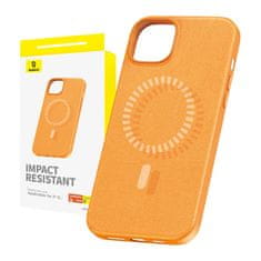 BASEUS Magnetno ohišje za iPhone 15 Fauxther Series (oranžno)