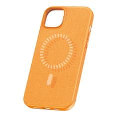 BASEUS magnetni ovitek za iphone 15 plus baseus fauxther series (oranžna)